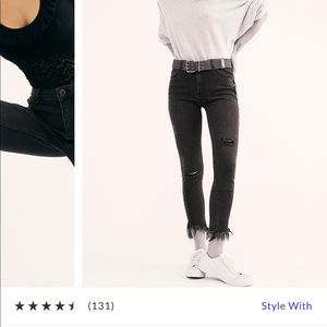 Black frayed skinny jeans